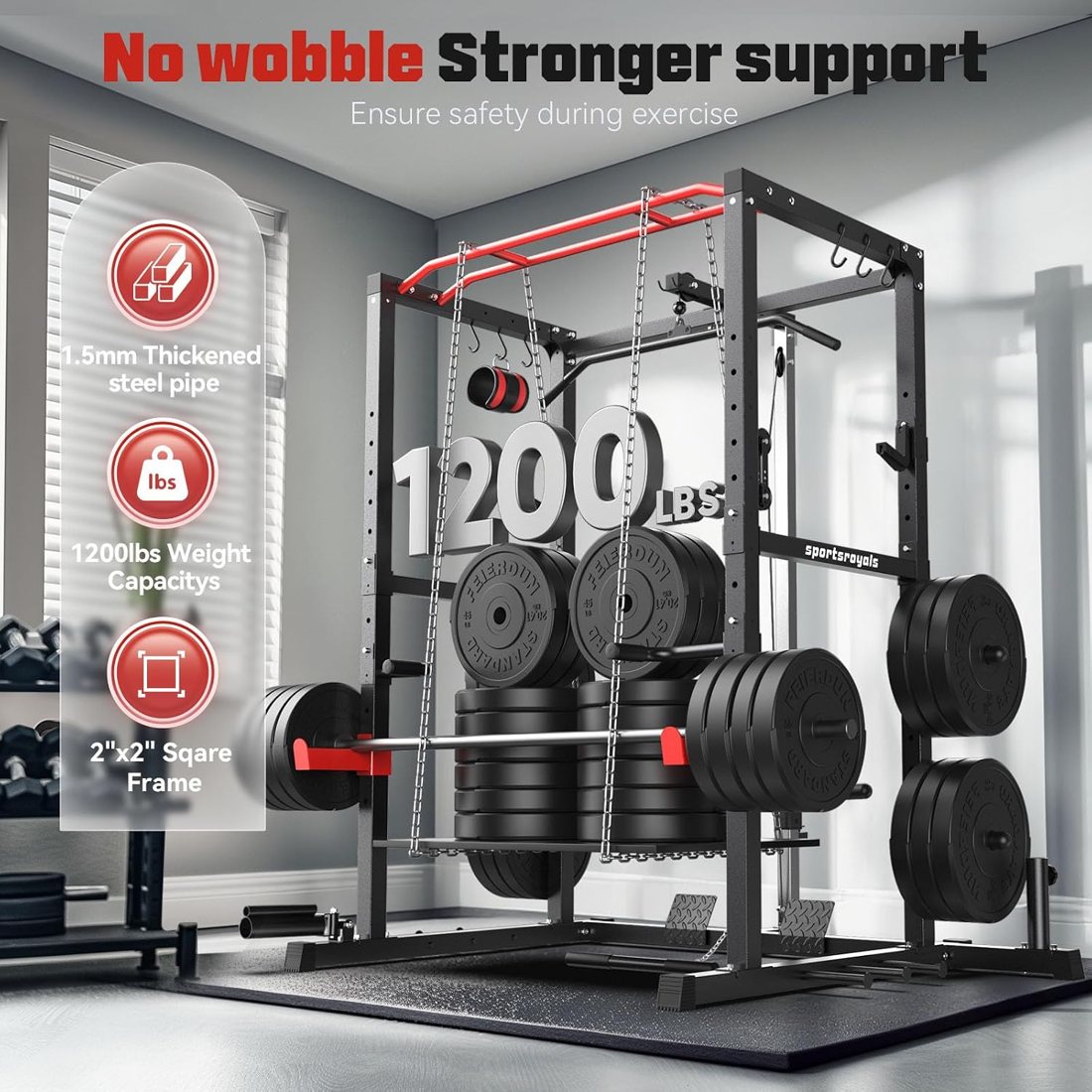 1200 lb Power Rack with 1:1 Pulley, Rack Only or 230 lb Set view 3