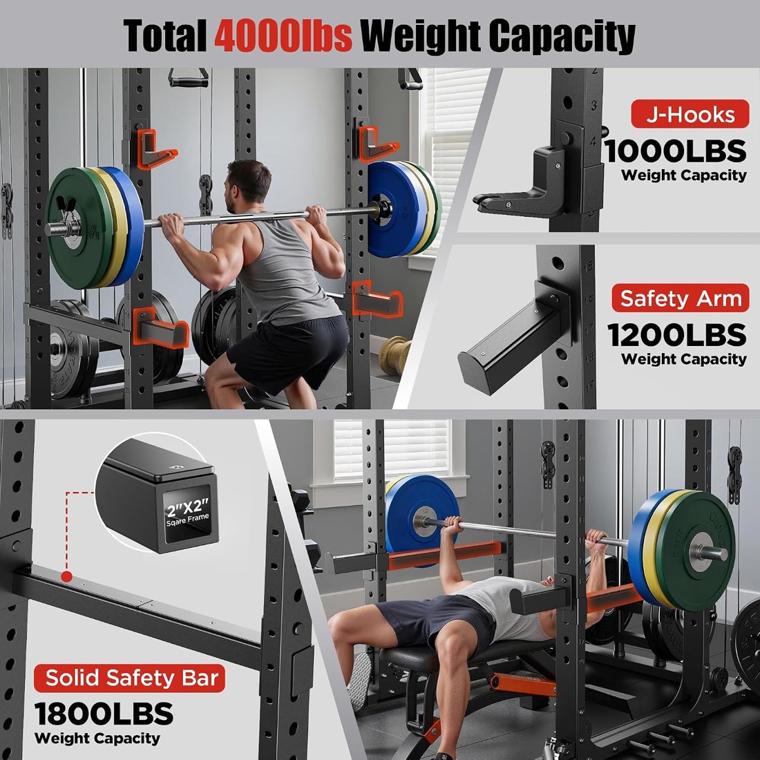 1600 lb Power Rack with Cable Crossover System view 6