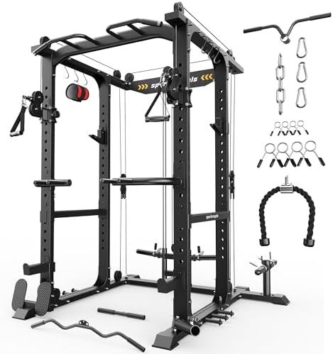 Sportsroyals 1600 lb power rack with 20-position cable crossover system