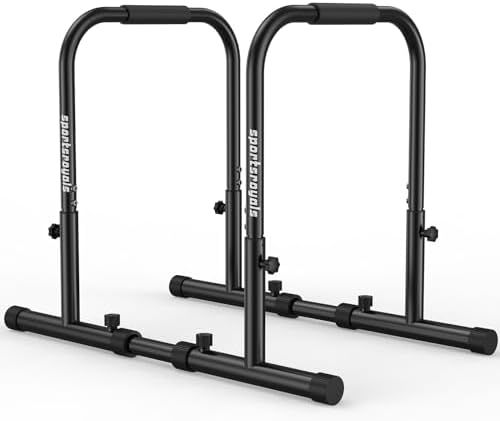 Sportsroyals DP1 dip station with dual-side connected base and adjustable foot covers