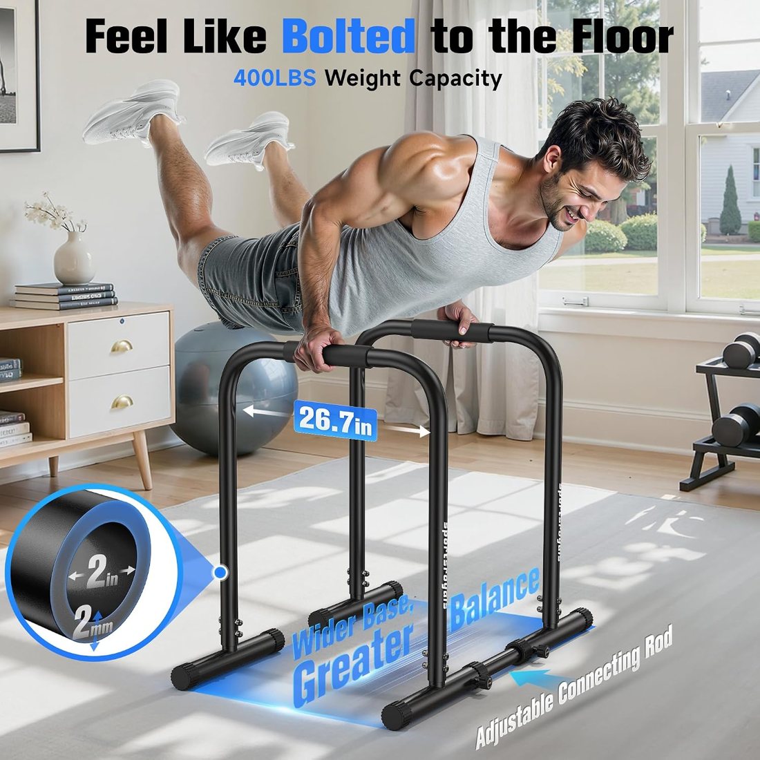 DP3 Adjustable Dip Bar Station, 400 lbs detail 1
