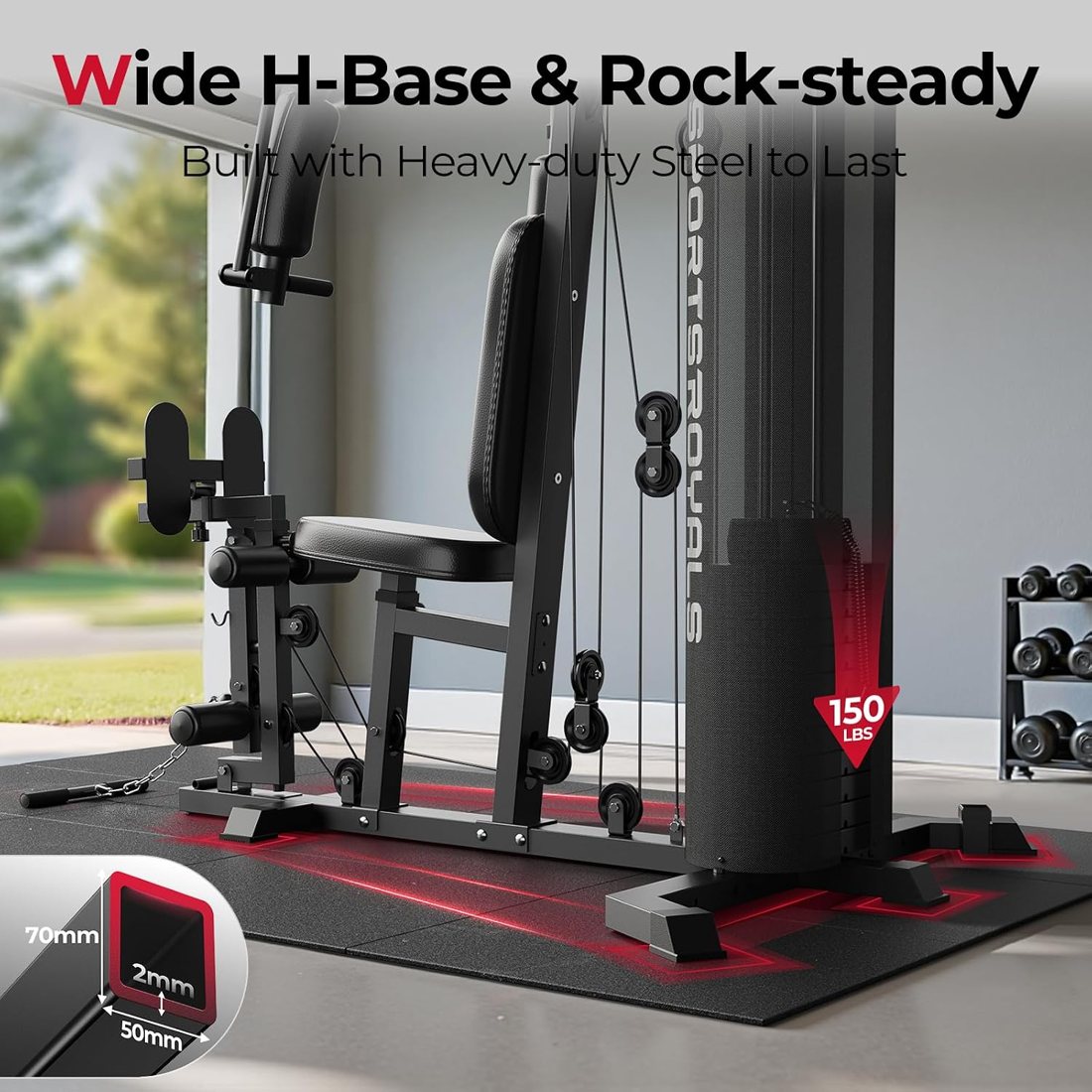 Home Gym Workout Station with Leg Press, 150 lb Stack view 4