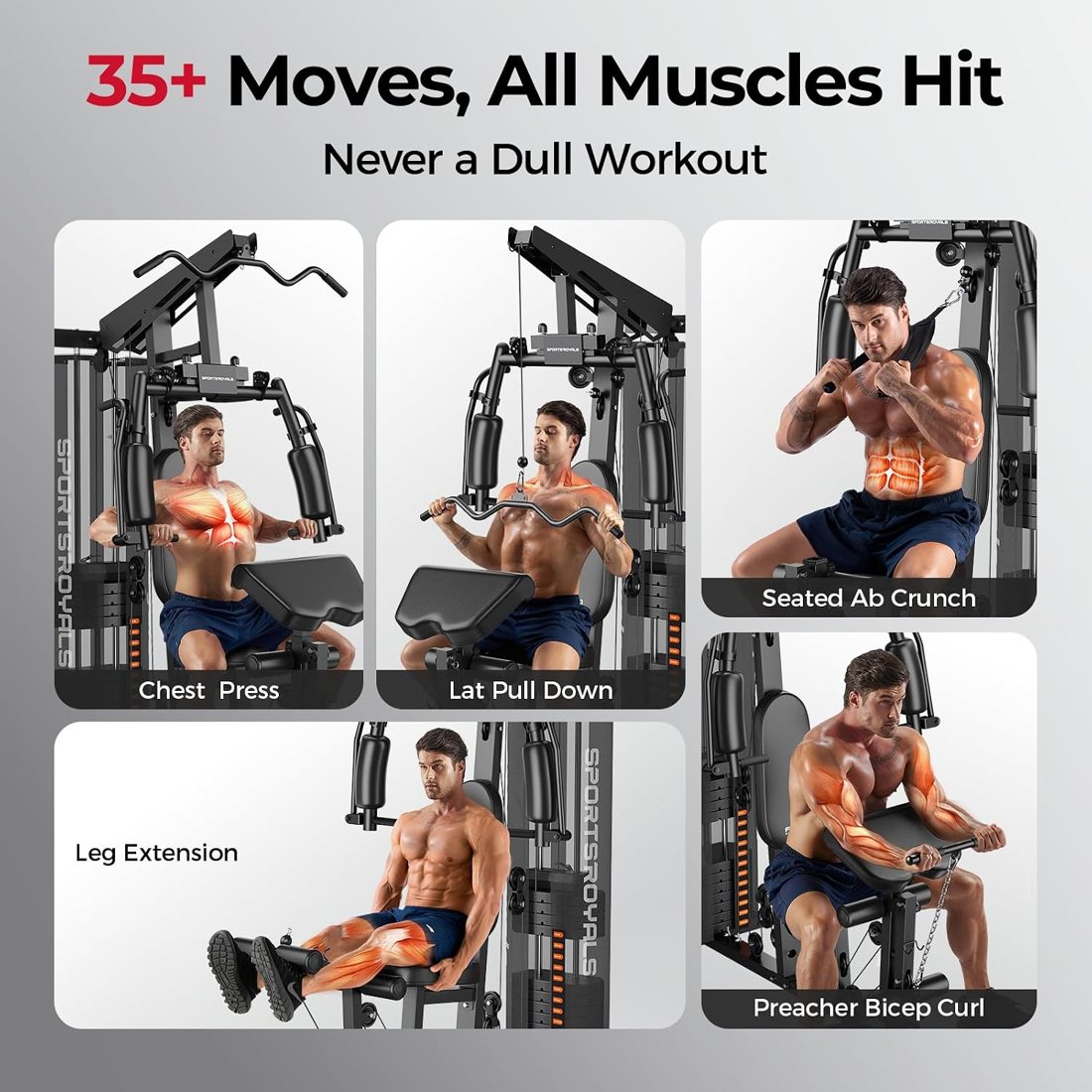 Home Gym Workout Station with Leg Press, 150 lb Stack view 6