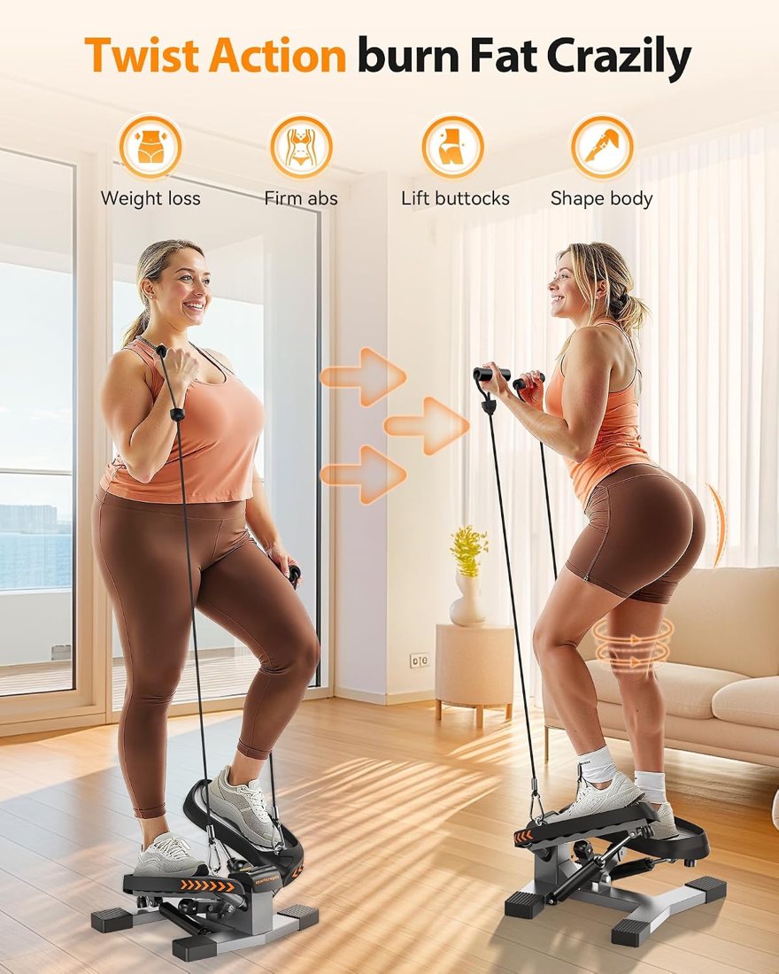 Hydraulic Mini Stepper with Resistance Band, 330 lbs view 3