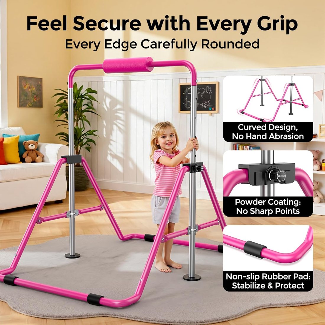 Kids Gymnastics Kip Bar, Adjustable and Folding detail 2