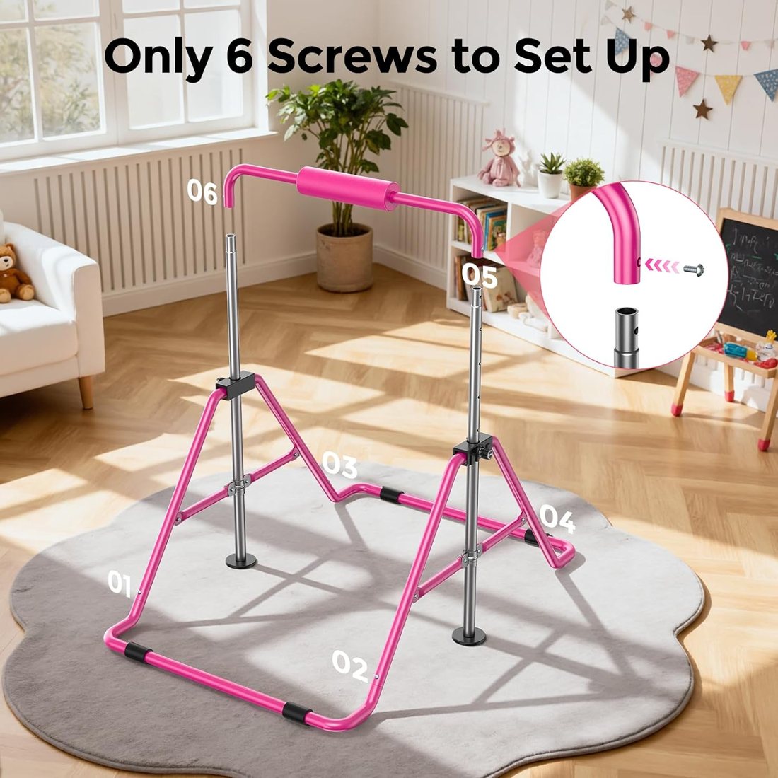 Kids Gymnastics Kip Bar, Adjustable and Folding view 6