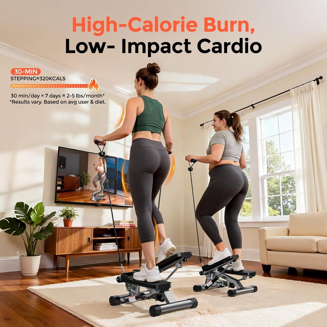 Mini Stair Stepper with Resistance Bands, 350 lbs view 3