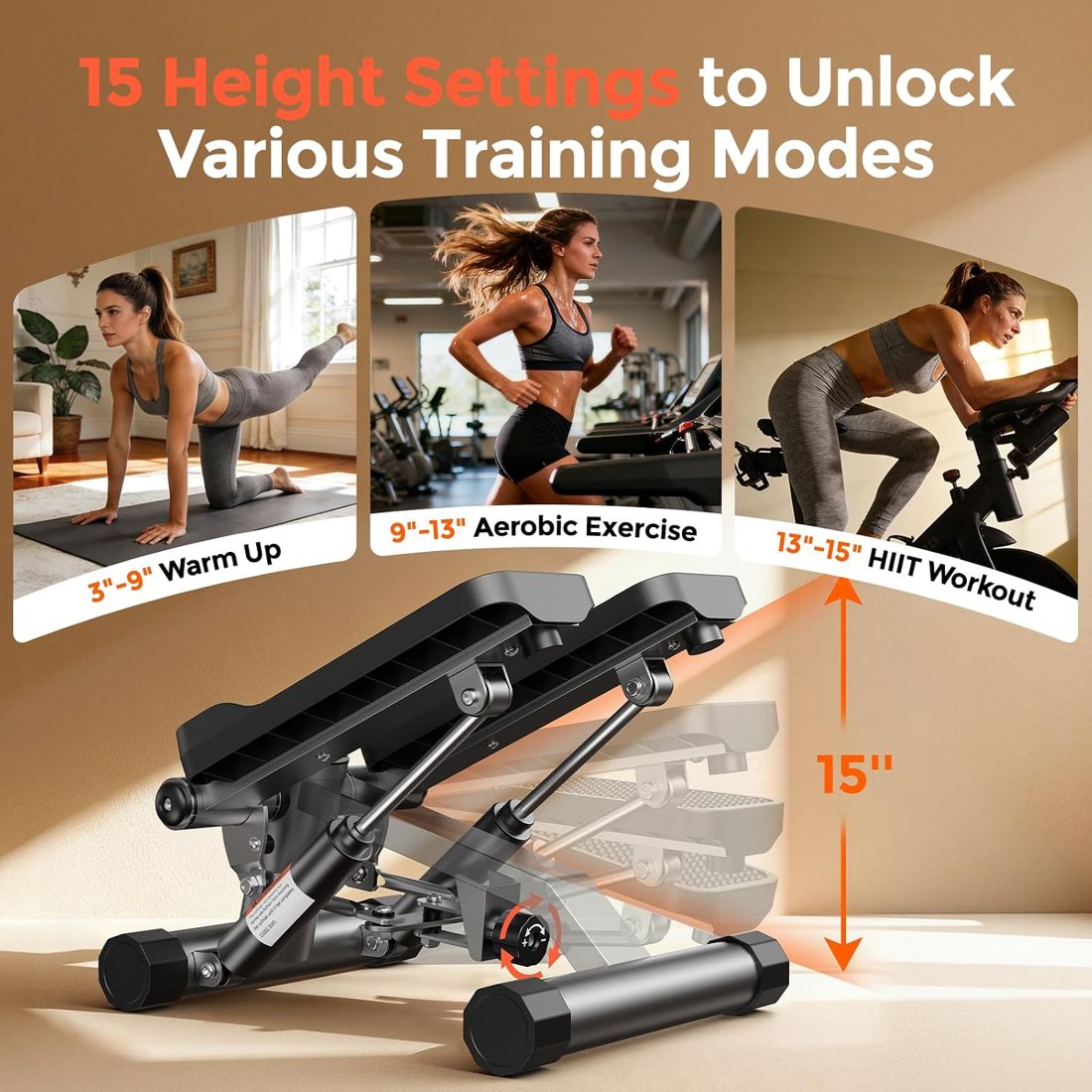 Mini Stair Stepper with Resistance Bands, 350 lbs view 6