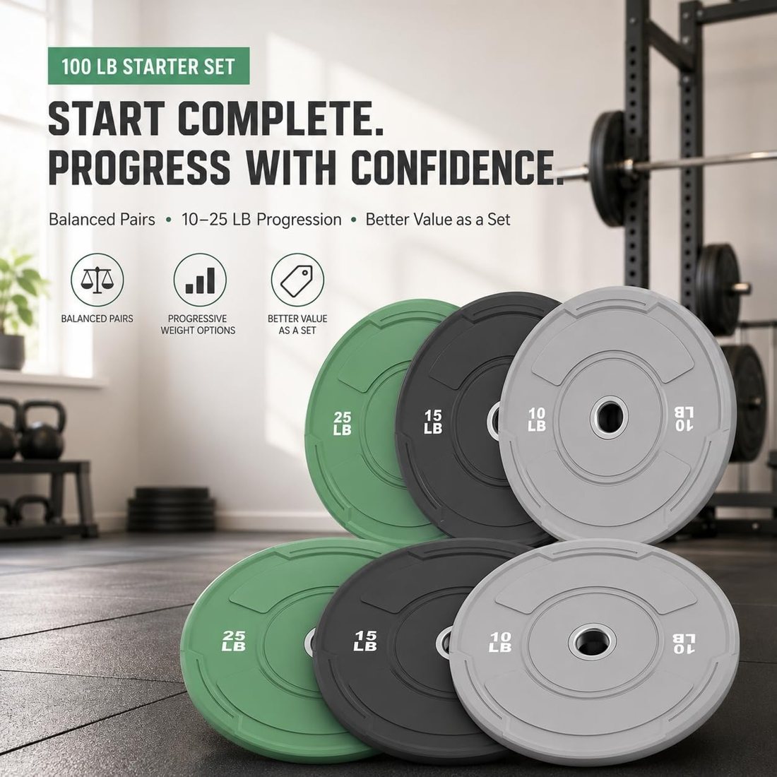 2-Inch Olympic Bumper Plate Sets, 100 to 370 lb view 3