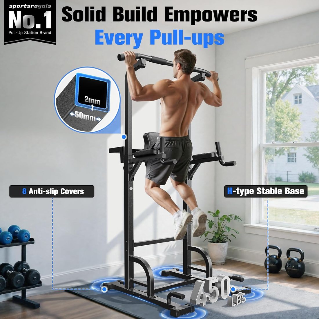 Power Tower and Adjustable Dip Bar Station Bundle view 3