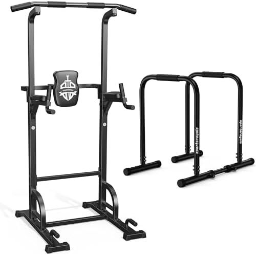 Sportsroyals power tower with separate adjustable dip bar station bundle