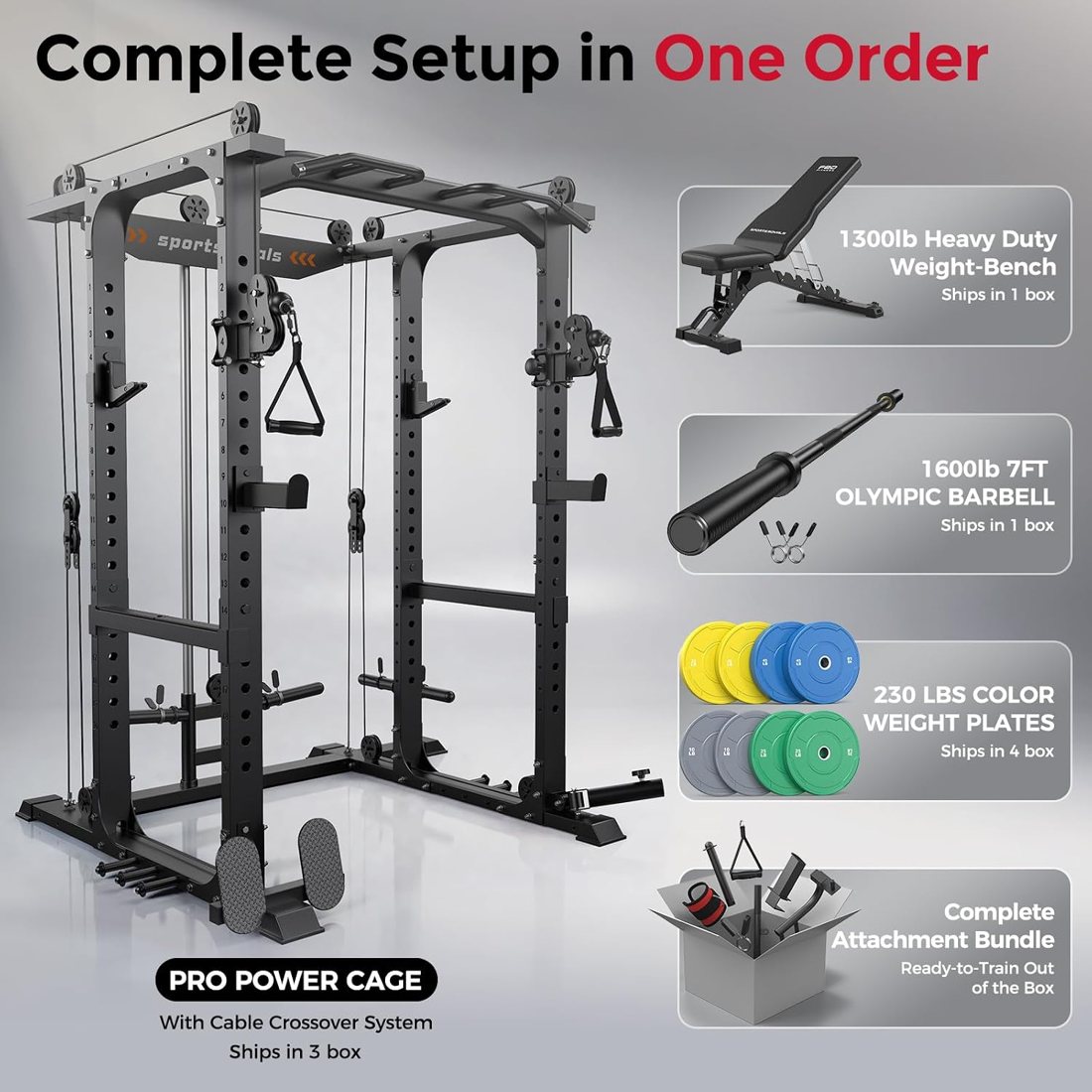 Pro Power Cage with 2:1 Cable Crossover — Home Gym Set view 3