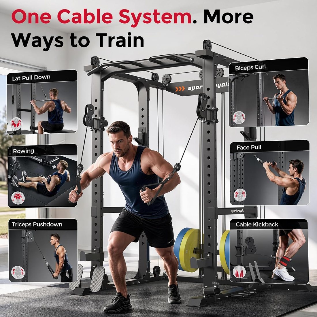 Pro Power Cage with 2:1 Cable Crossover — Home Gym Set view 5