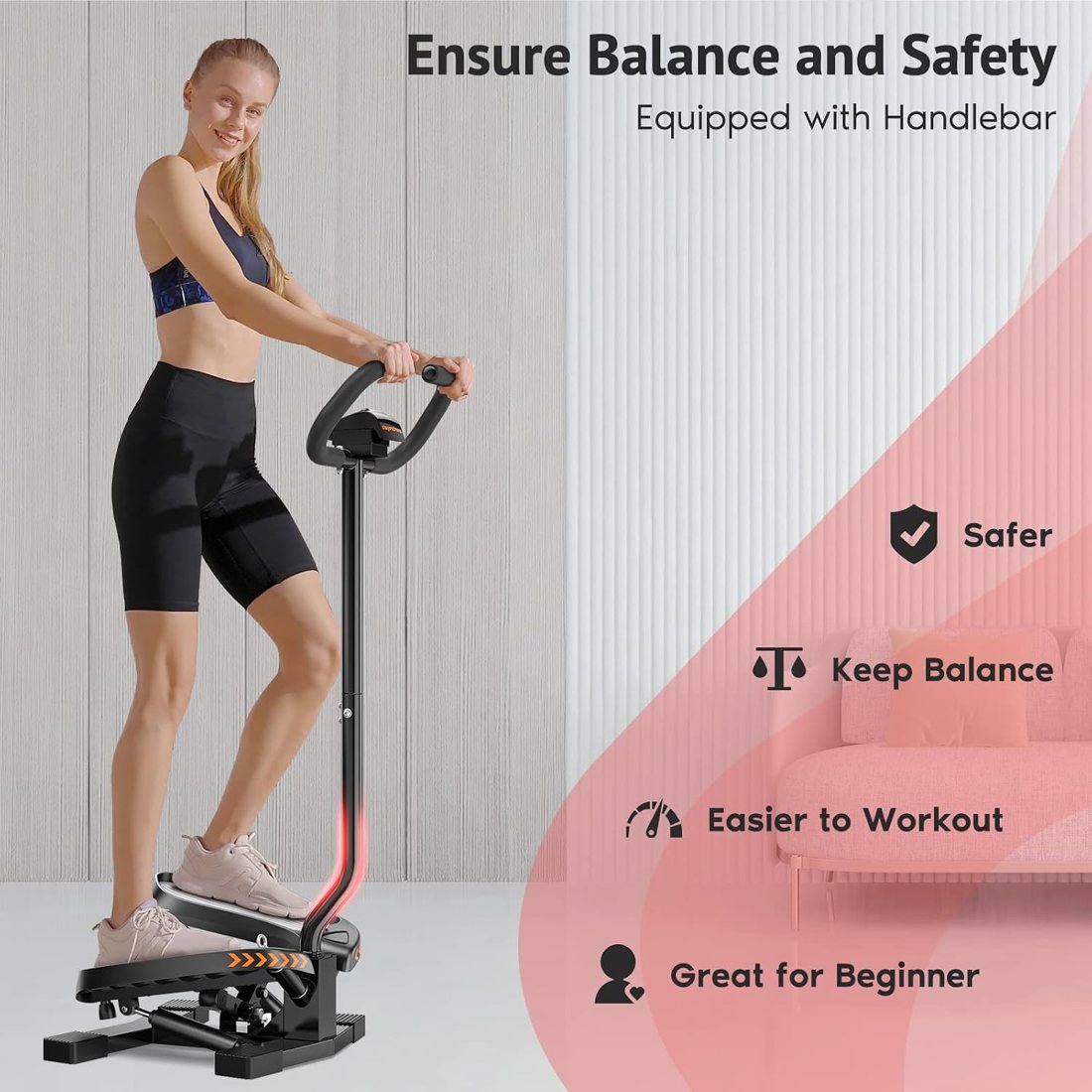 Twist Stair Stepper with Handlebar and Bands, Pro-Grade detail 2